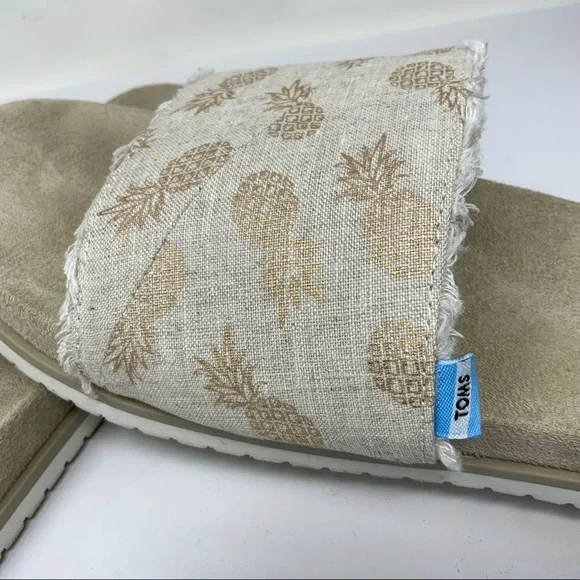 Toms Pineapple Slides. Size 10. Tan And Gold. - Picture 2 of 7